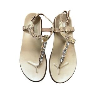 Vionic Elegant Gold Jeweled Sandals Size 7